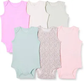 Amazon Essentials Unisex Babies' Sleeveless Bodysuits, Pack of 6