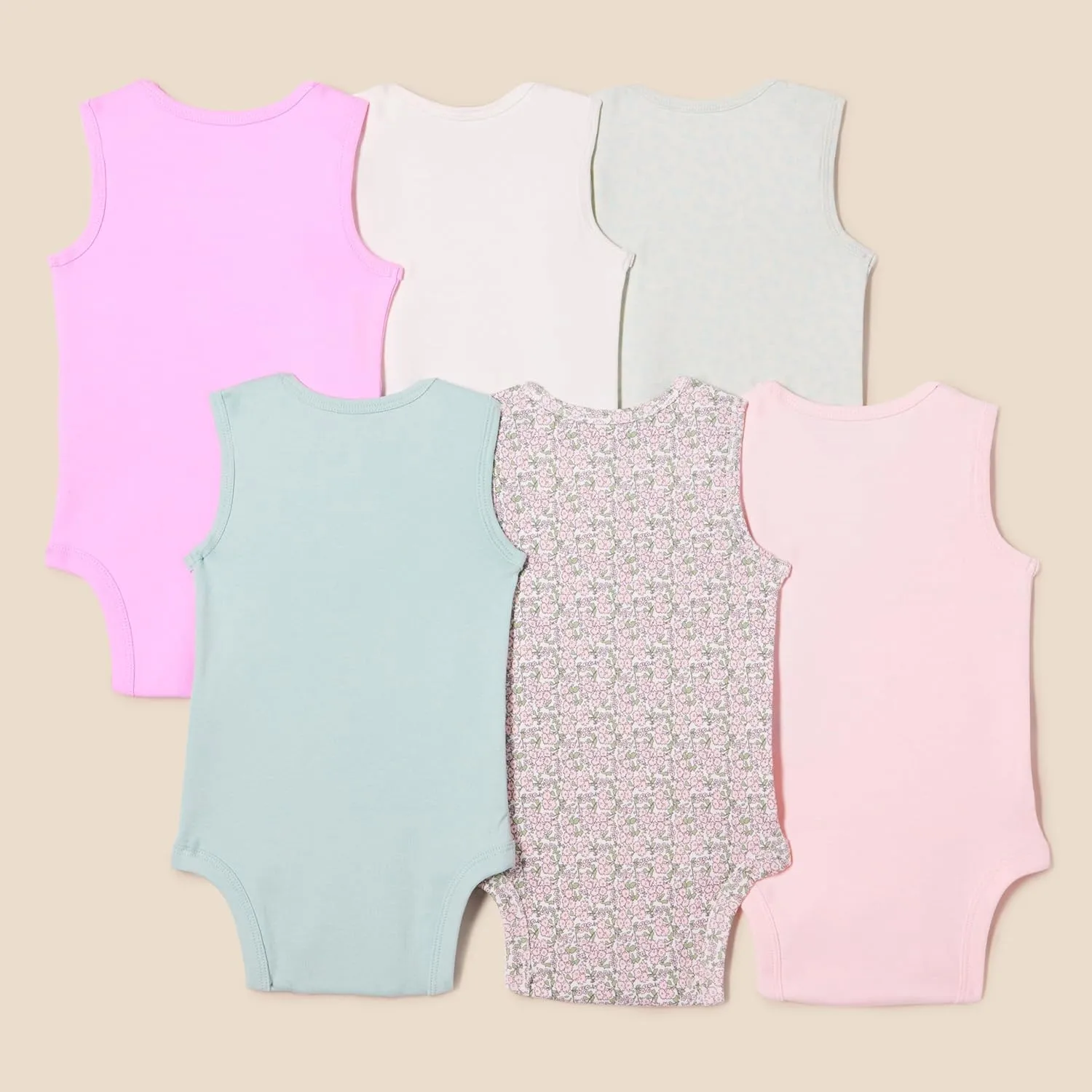 Amazon Essentials Unisex Babies' Sleeveless Bodysuits, Pack of 6