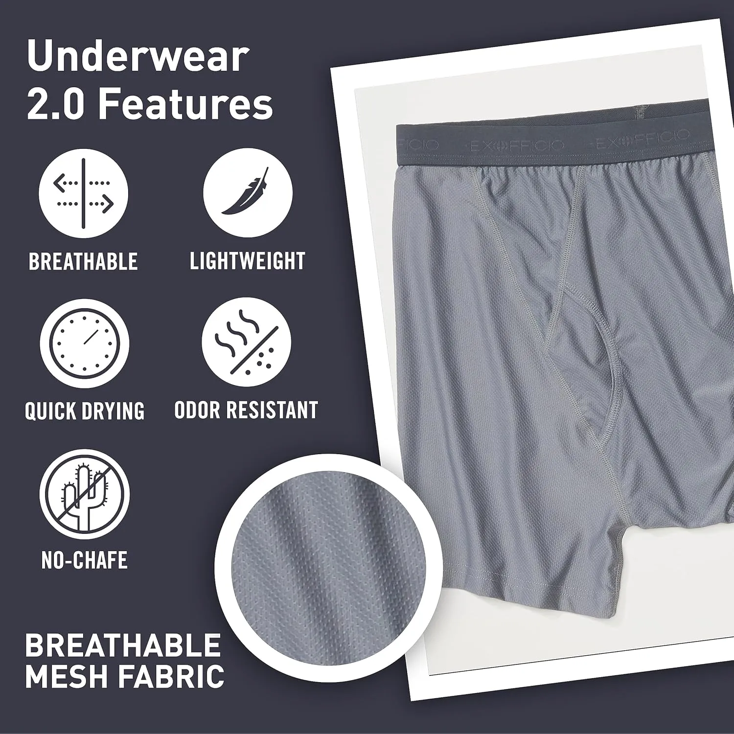ExOfficio Men's Give-N-Go 2.0 Cool and Comfortable Boxer Briefs