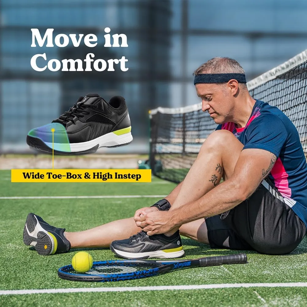 FitVille Men??s Wide Pickleball Shoes All Court Tennis Shoes with Arch Support for Plantar Fasciitis
