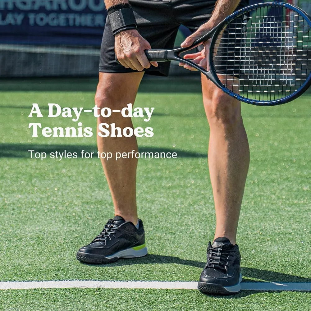 FitVille Men??s Wide Pickleball Shoes All Court Tennis Shoes with Arch Support for Plantar Fasciitis