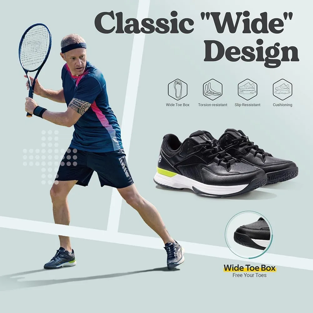 FitVille Men??s Wide Pickleball Shoes All Court Tennis Shoes with Arch Support for Plantar Fasciitis