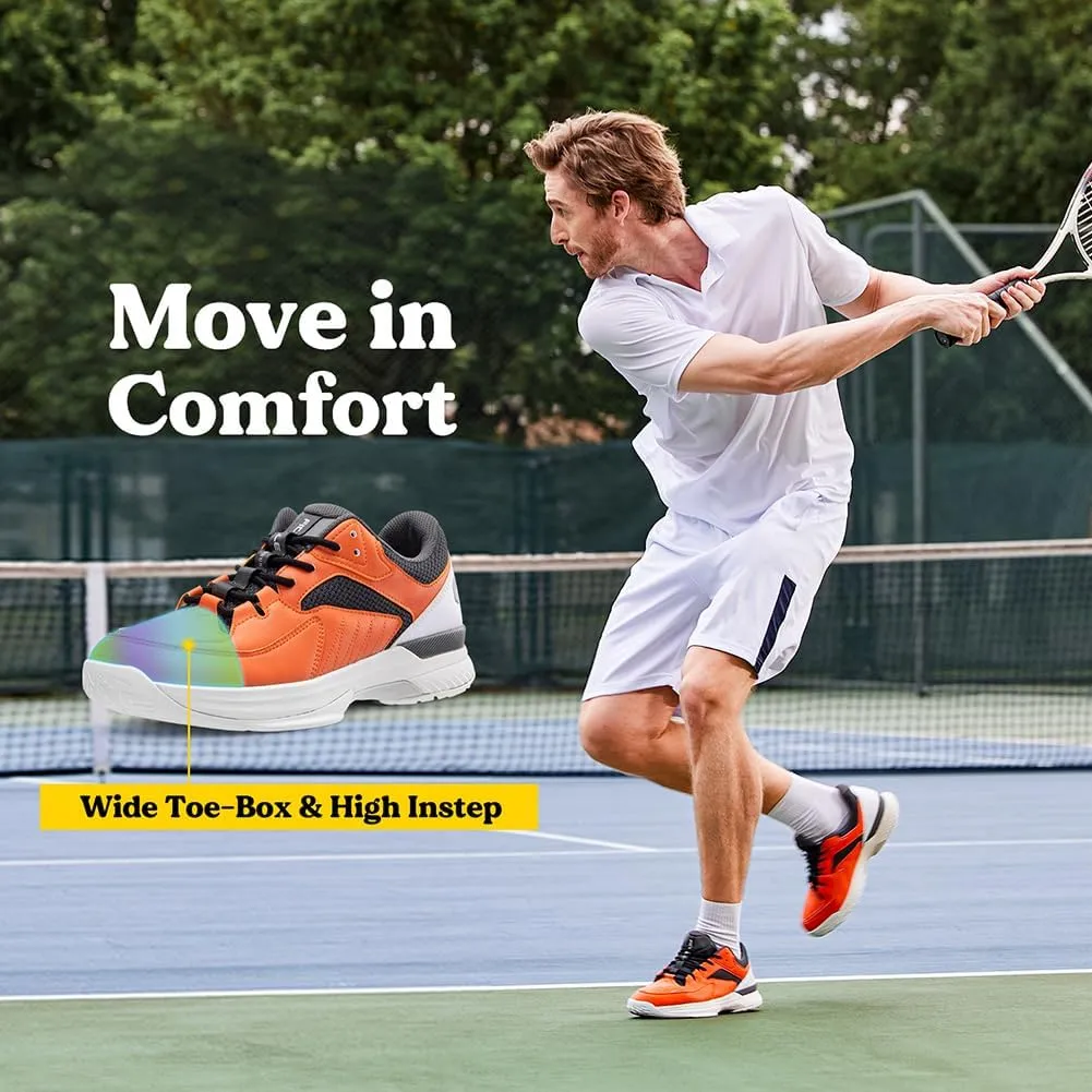 FitVille Men??s Wide Pickleball Shoes All Court Tennis Shoes with Arch Support for Plantar Fasciitis