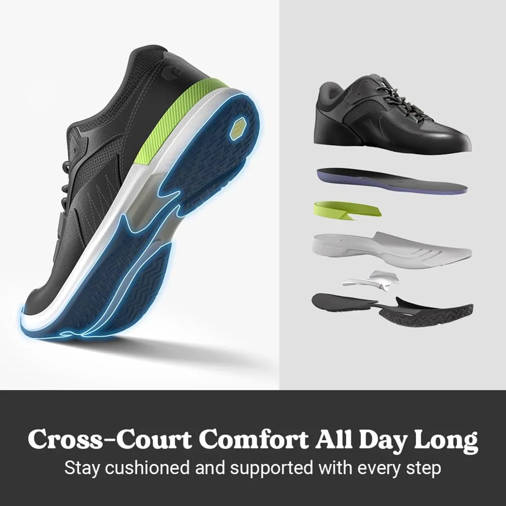 FitVille Men??s Wide Pickleball Shoes All Court Tennis Shoes with Arch Support for Plantar Fasciitis
