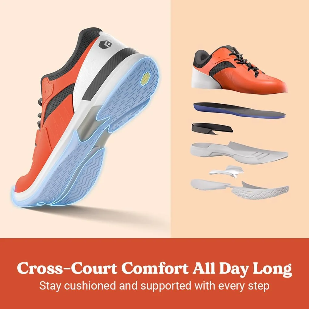 FitVille Men??s Wide Pickleball Shoes All Court Tennis Shoes with Arch Support for Plantar Fasciitis
