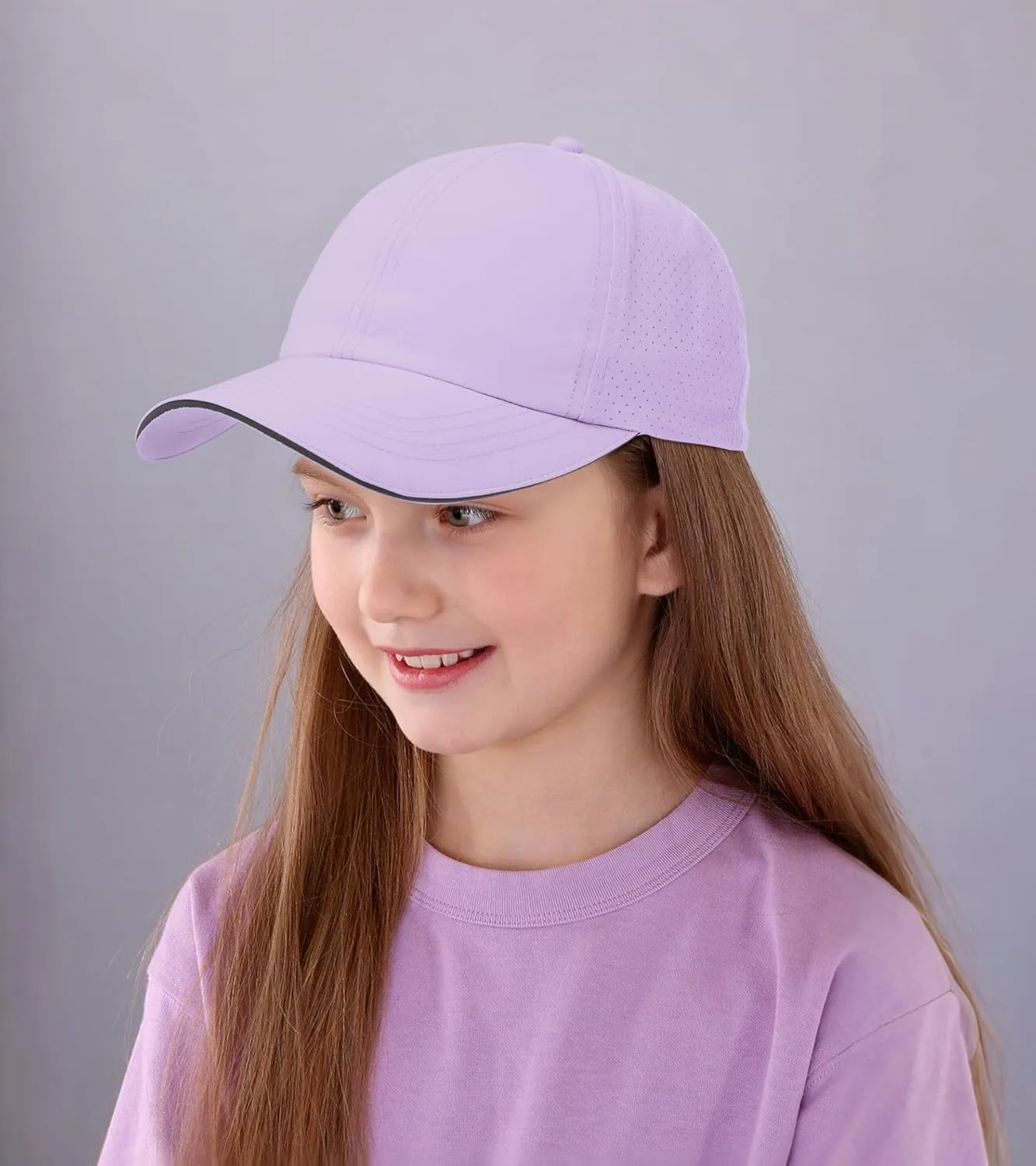 Girls Criss Cross Ponytail Hat Reflective Baseball Cap Kids Lightweight Quick Drying Outdoor Mesh Sports Hat Age 7-12