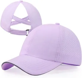 Girls Criss Cross Ponytail Hat Reflective Baseball Cap Kids Lightweight Quick Drying Outdoor Mesh Sports Hat Age 7-12