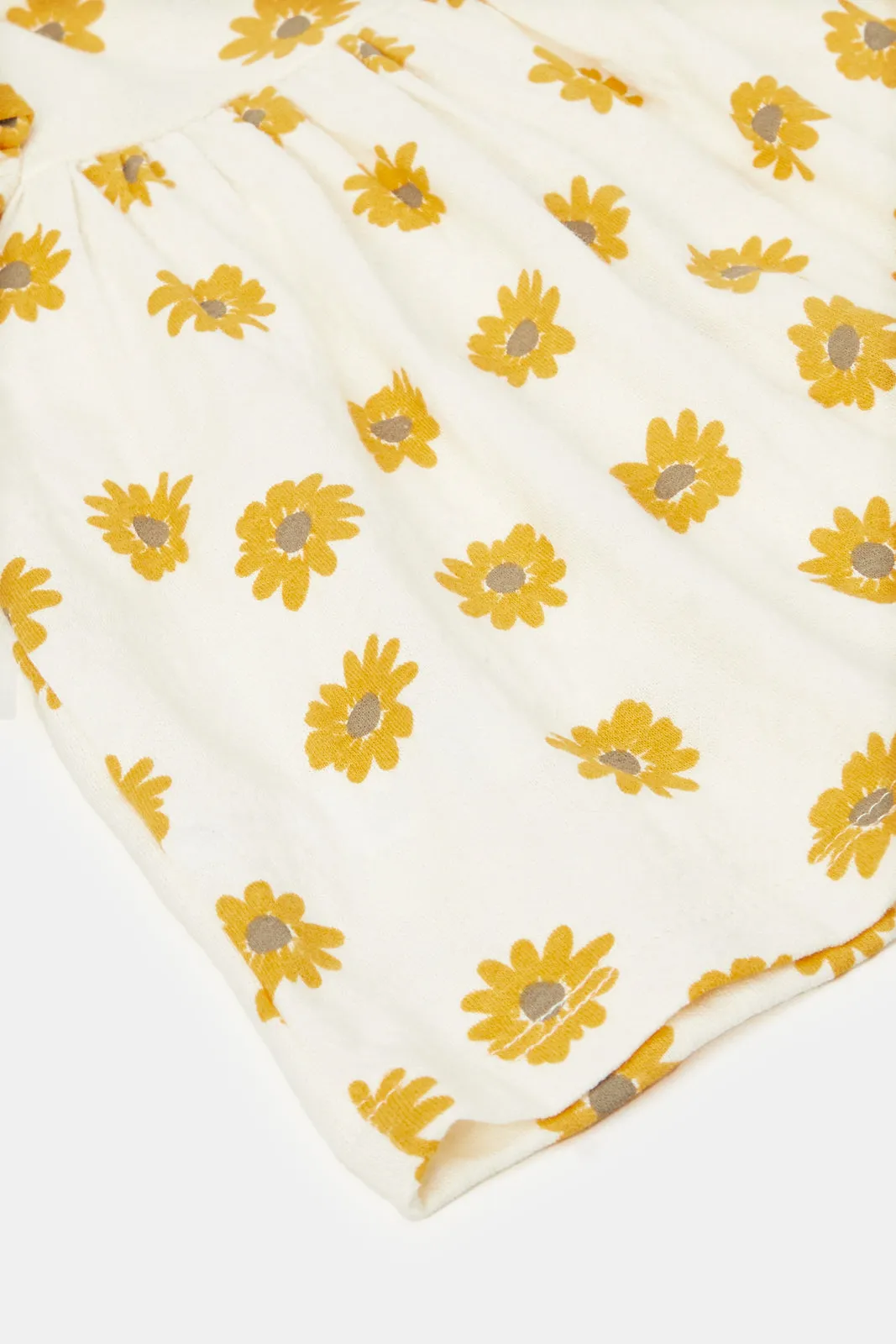 Infant Girls Ivory All Over Floral Print Blouse