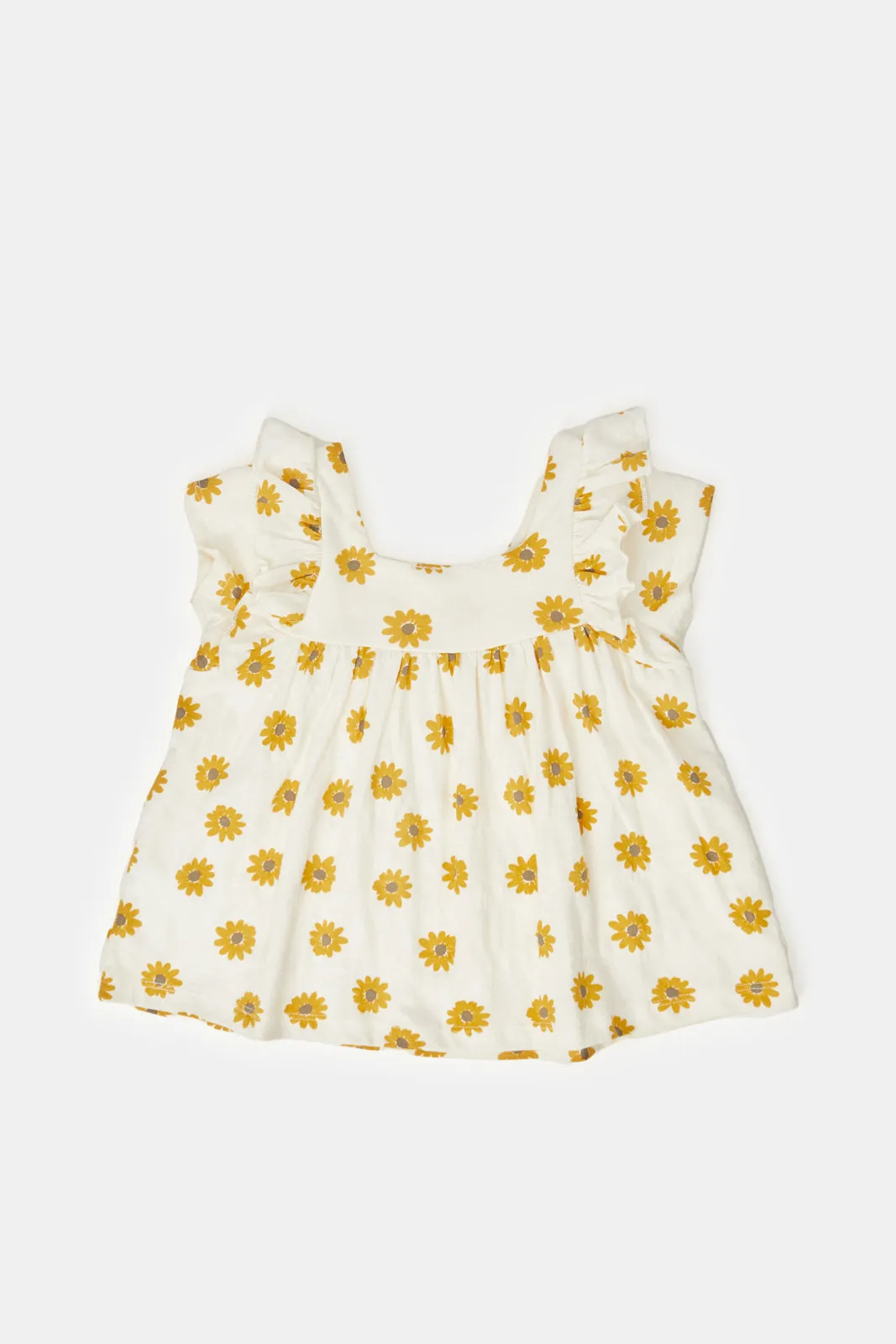 Infant Girls Ivory All Over Floral Print Blouse