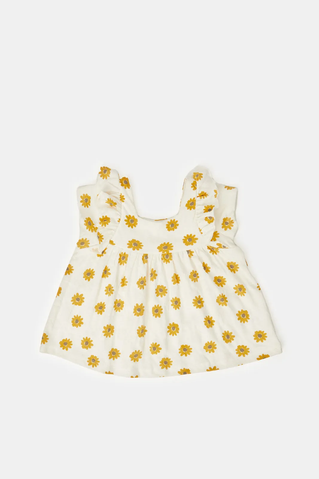 Infant Girls Ivory All Over Floral Print Blouse