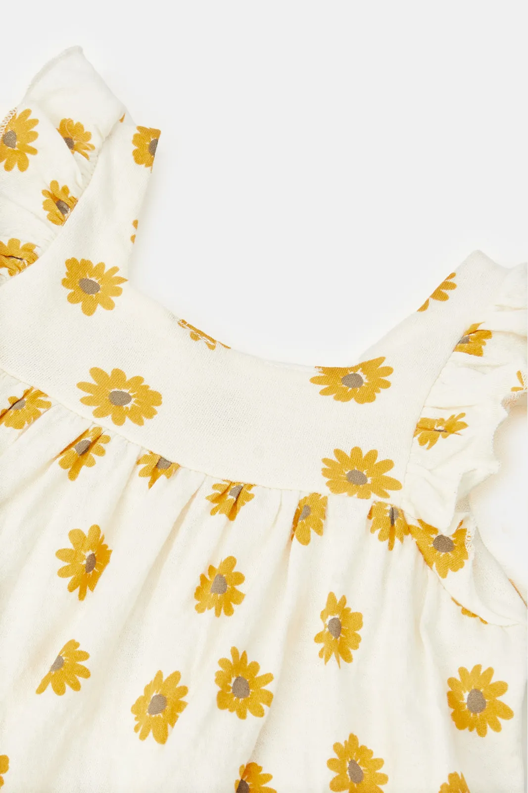 Infant Girls Ivory All Over Floral Print Blouse