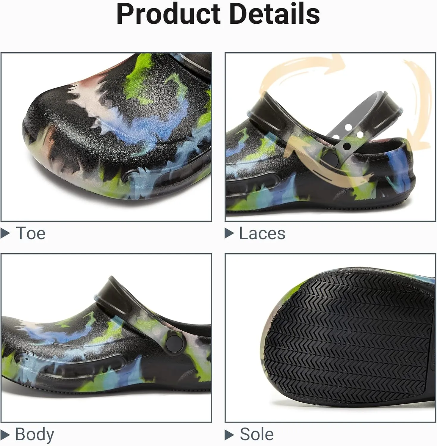 Men Non Slip Chef Shoes, Waterproof Nursing Work Clog for Kitchen, Zapatos para Trabajar En Restaurante De Hombre