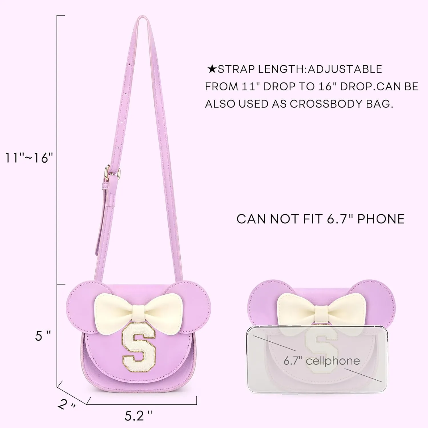 mibasies Toddler Purse Girl Gifts: Girls Birthday Gifts for 3 4 5 6 7 8 - Toys for Ages 2-4 Girls Mini Mouse Ears Purse Purple S