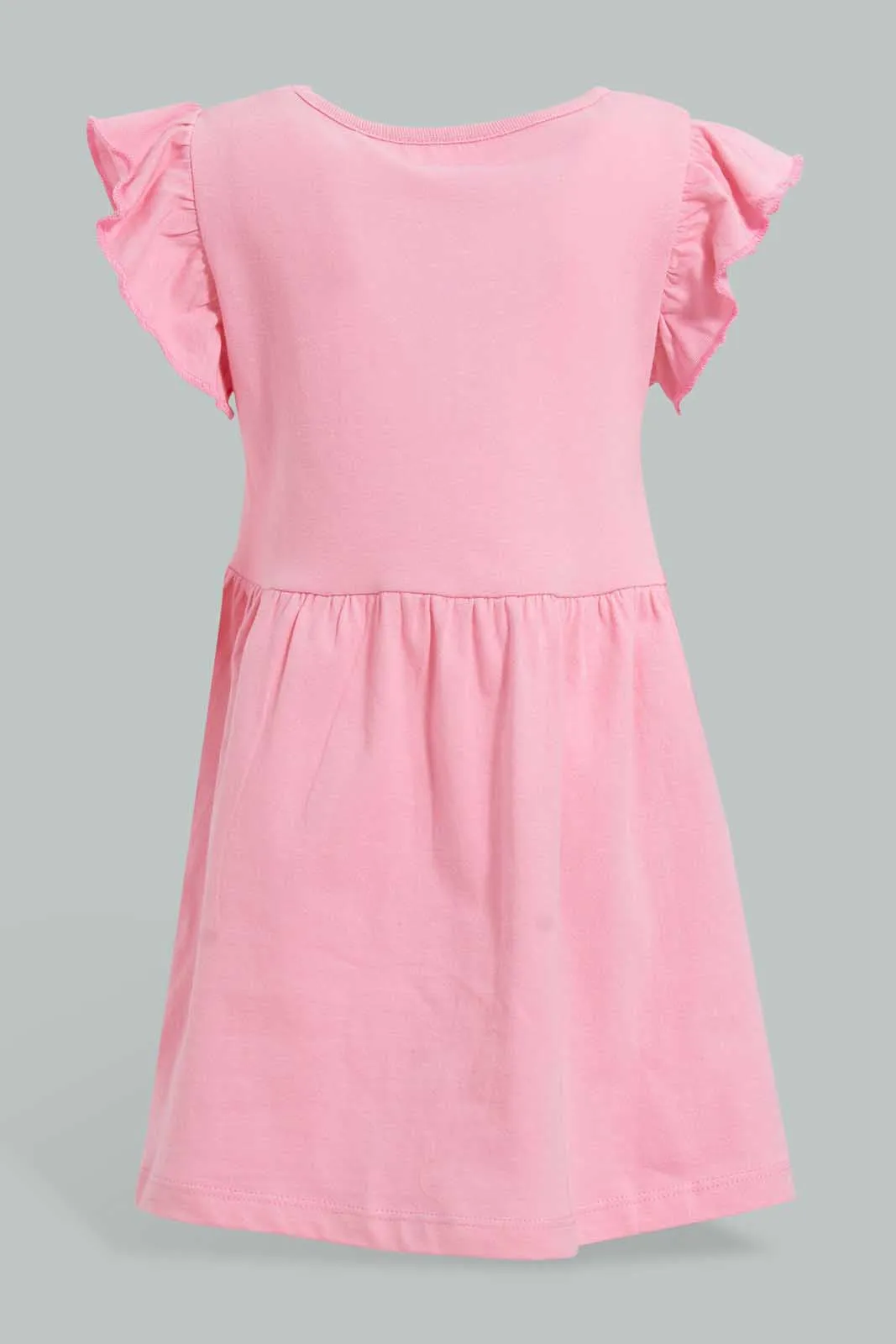 Pink And Yellow Floral Dress For Baby Girls (2 Piece)