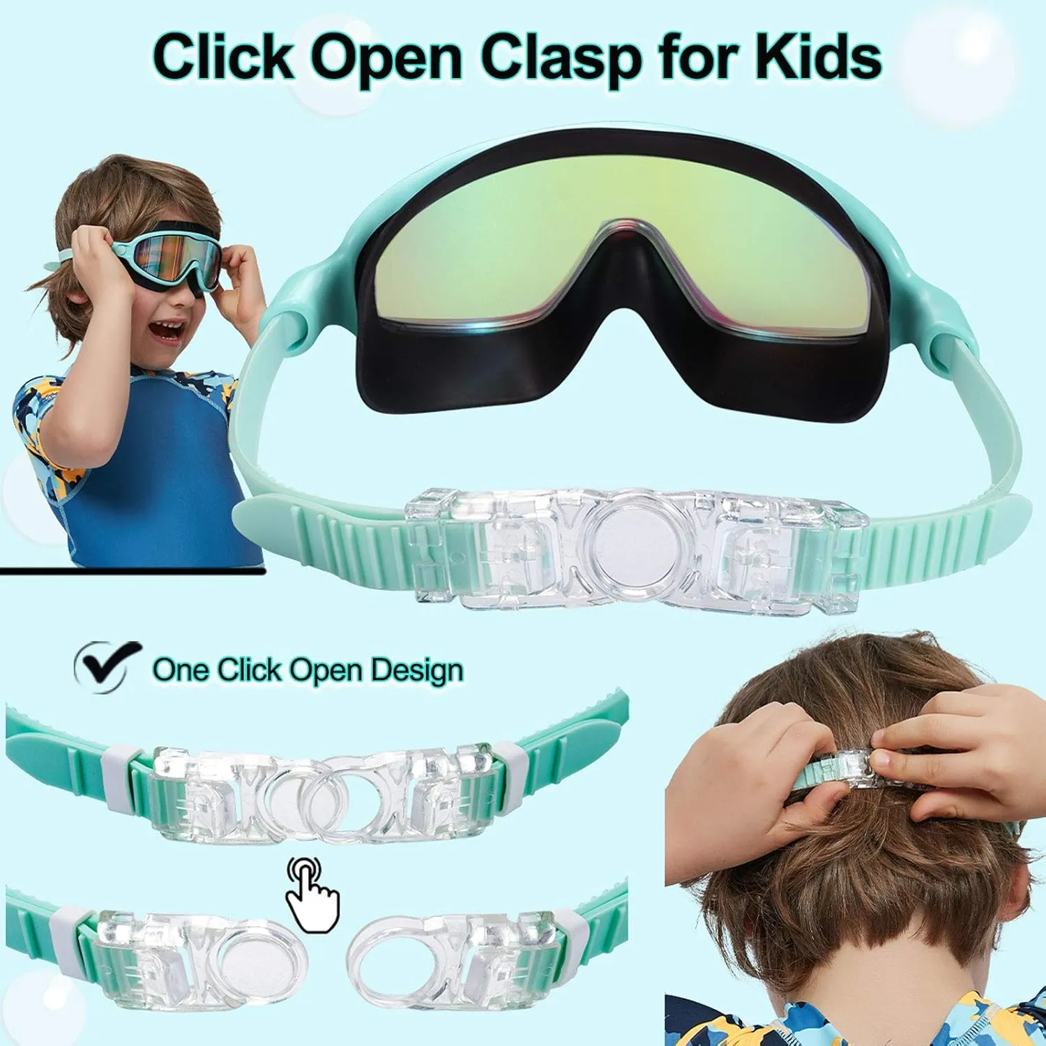 Seago Swim Goggles 2 Pack Anti-Fog Anti-UV Wide View Swimming Goggles for Kids 3-15